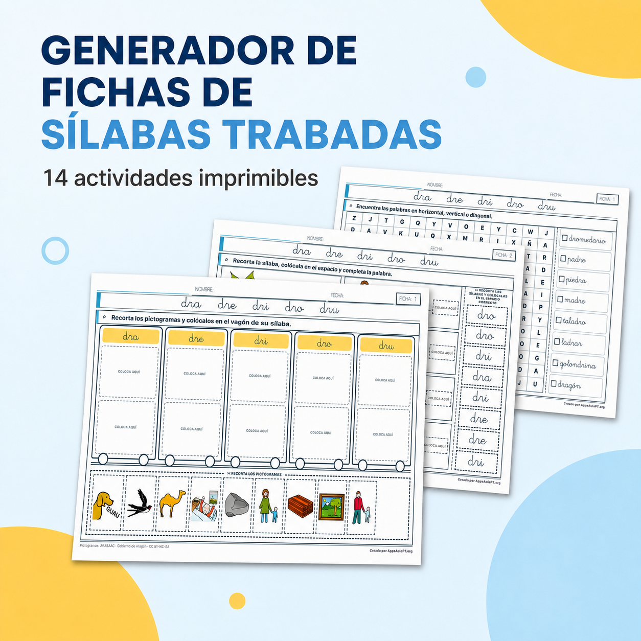 SÍLABAS TRABADAS CON PICTOGRAMAS DE ARASAAC