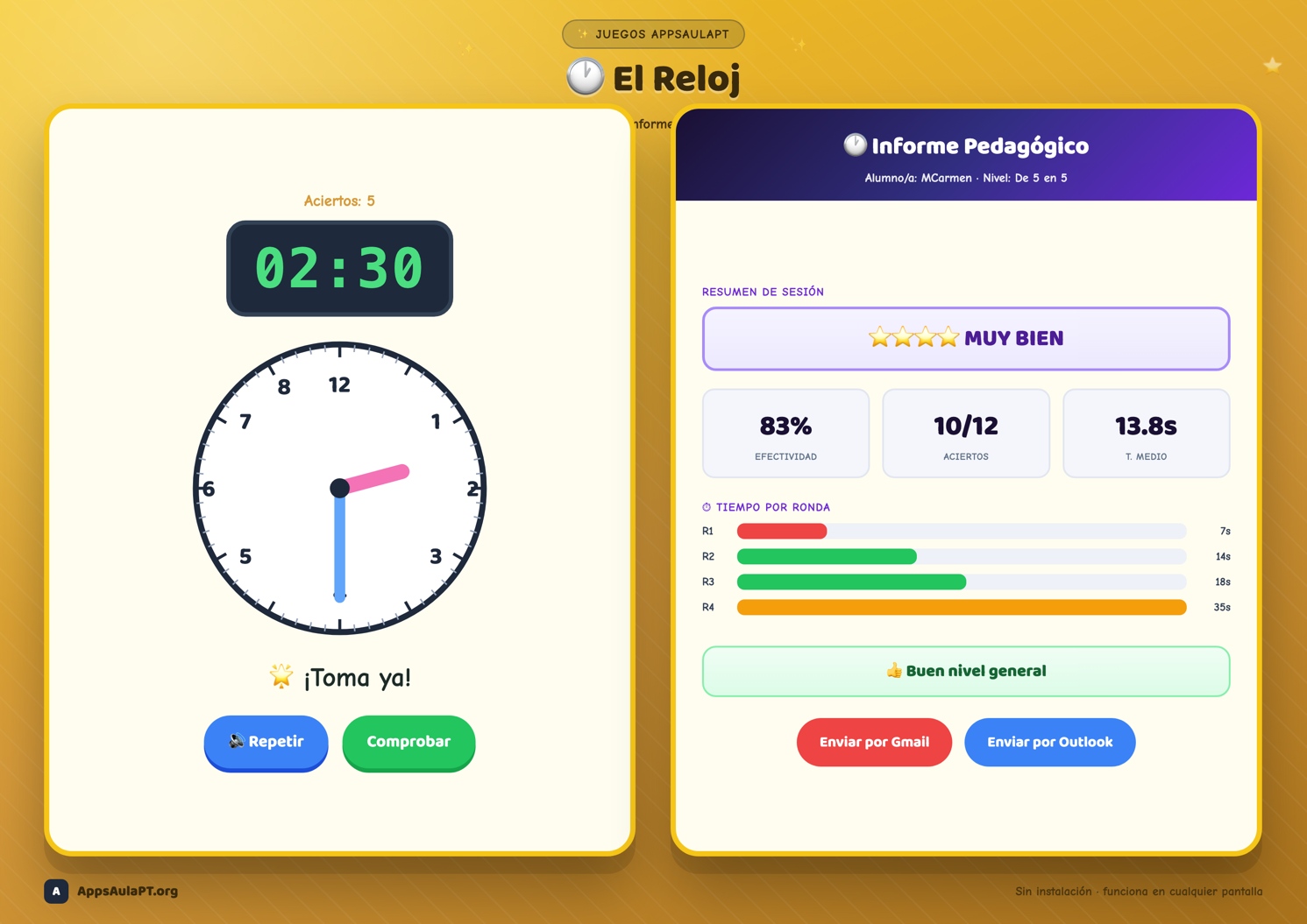 El Reloj — Practica la hora jugando