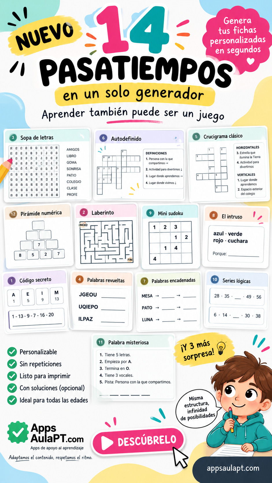 14 PASATIEMPOS EN UN MISMO GENERADOR