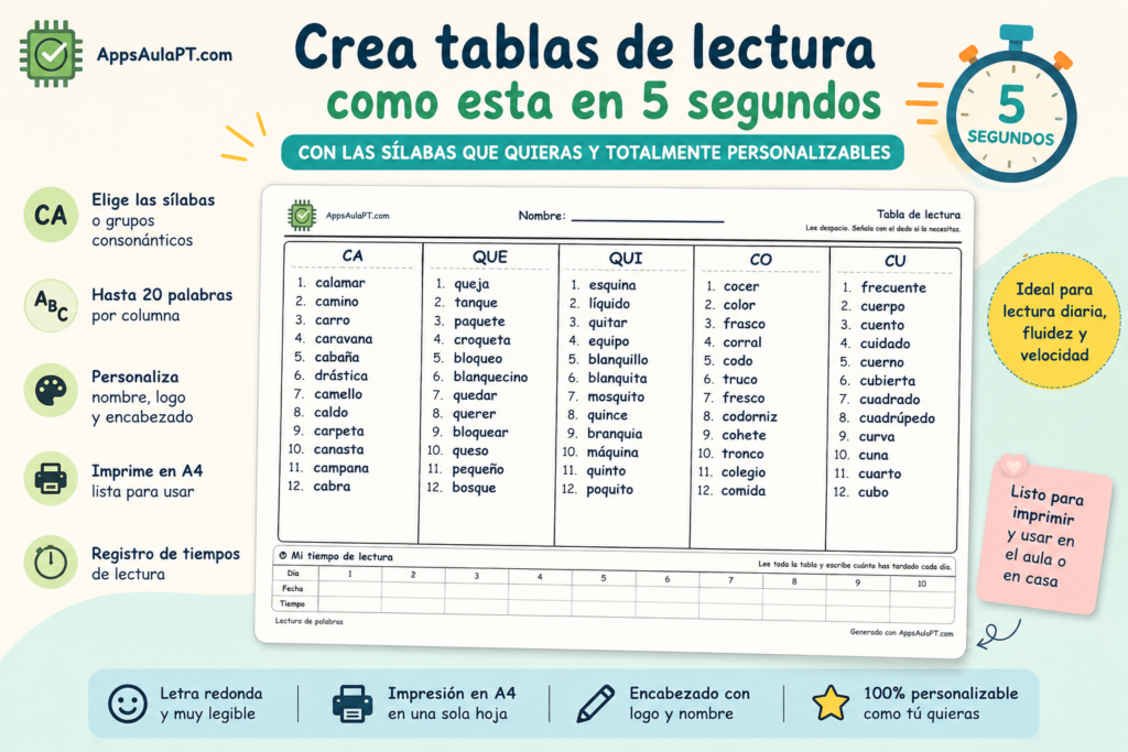 GENERADOR DE TABLAS DE LECTURA