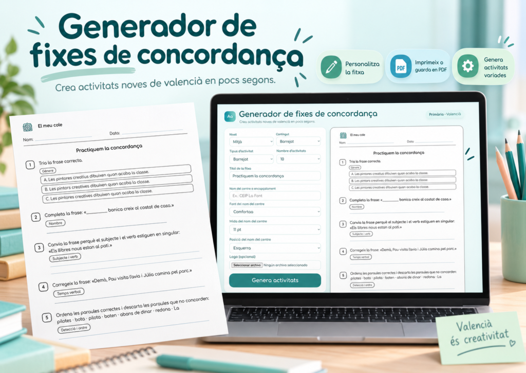 GENERADOR DE FICHAS DE CONCORDANCIA EN VALENCIANO