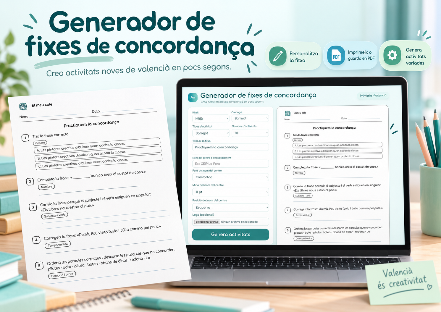 GENERADOR DE FICHAS DE CONCORDANCIA EN VALENCIANO
