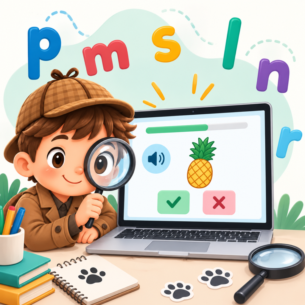 DETECTIVES DE CONSONANTES: JUEGO PARA TRABAJAR LA DISCRIMINACIÓN AUDITIVA