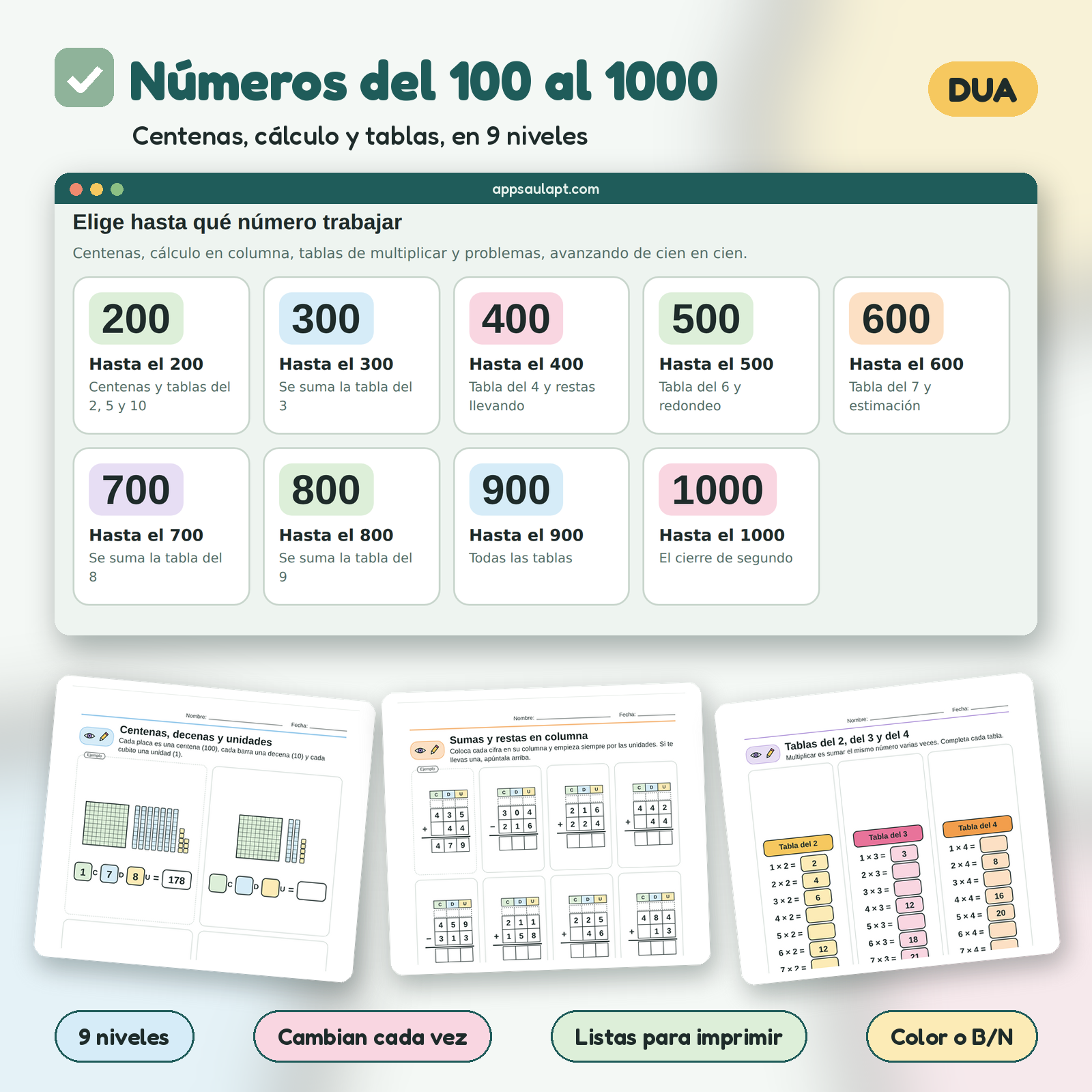 NÚMEROS HASTA EL 1000 POR CENTENAS