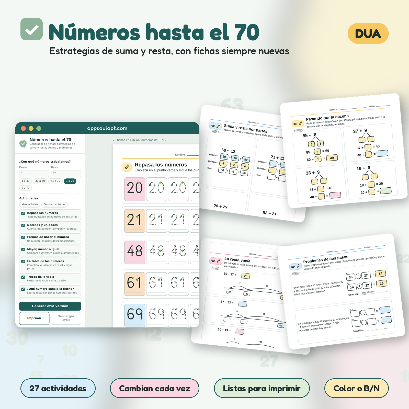 NÚMEROS HASTA EL 70