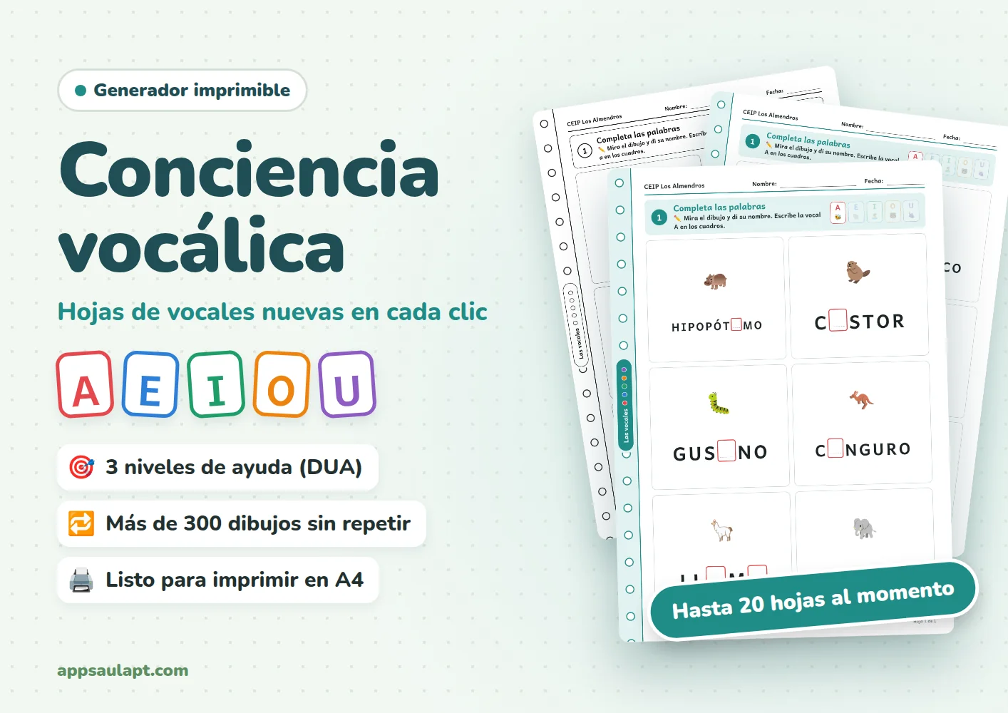 FICHAS DE VOCALES PARA IMPRIMIR