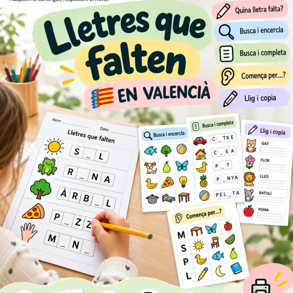 Generador de lletres que falten en valencià per treballar la lectoescriptura