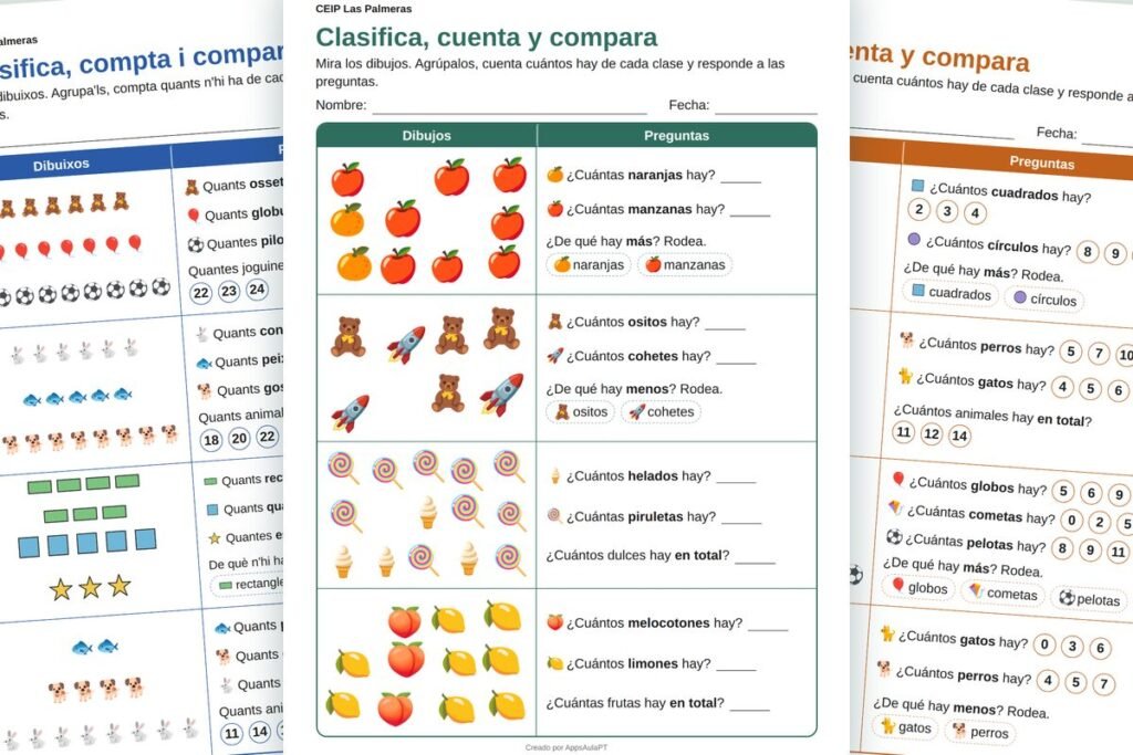 Fichas para contar y comparar cantidades