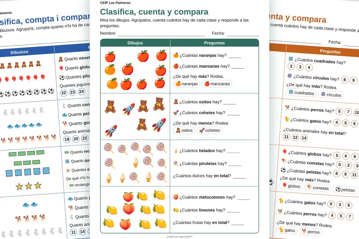 FICHAS PARA CONTAR Y COMPARAR