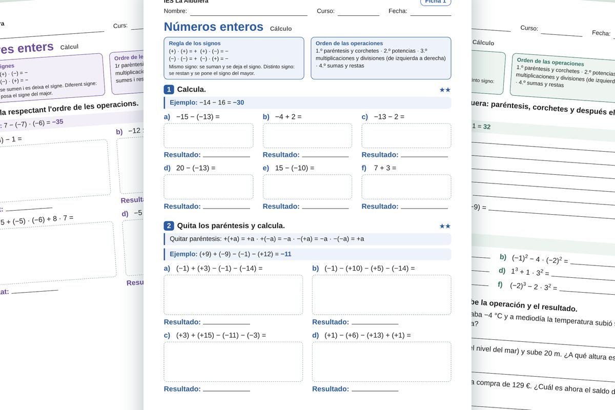 GENERADOR DE ACTIVIDADES DE NÚMEROS ENTEROS PARA 1º ESO