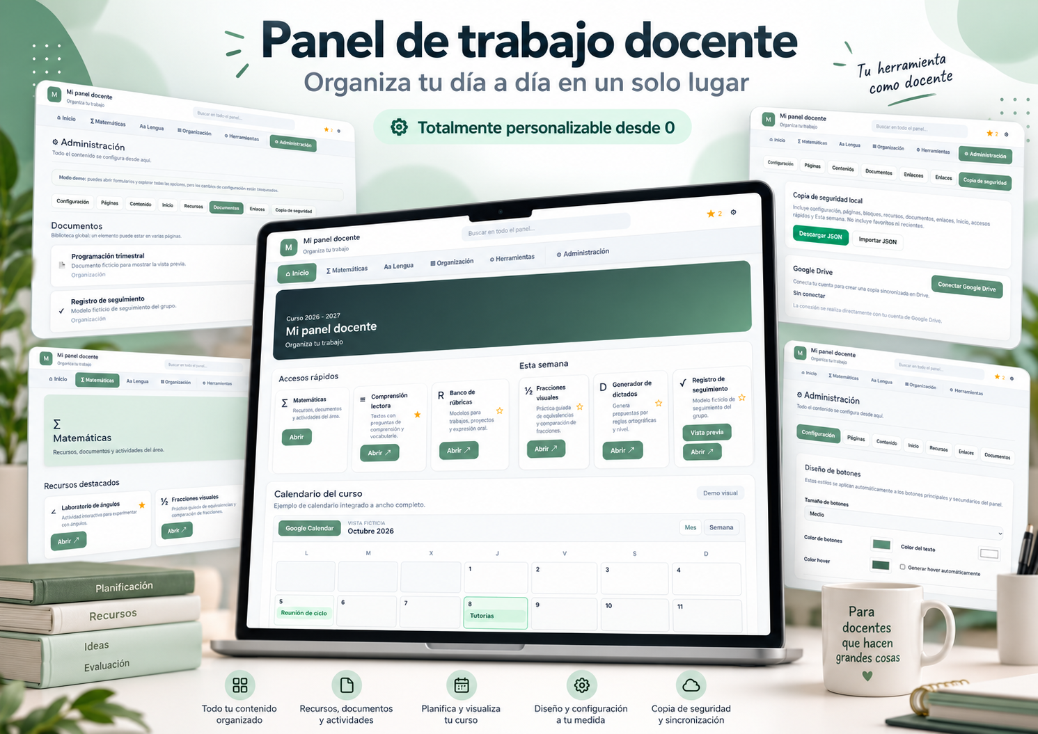 Panel de trabajo docente práctico para profesores