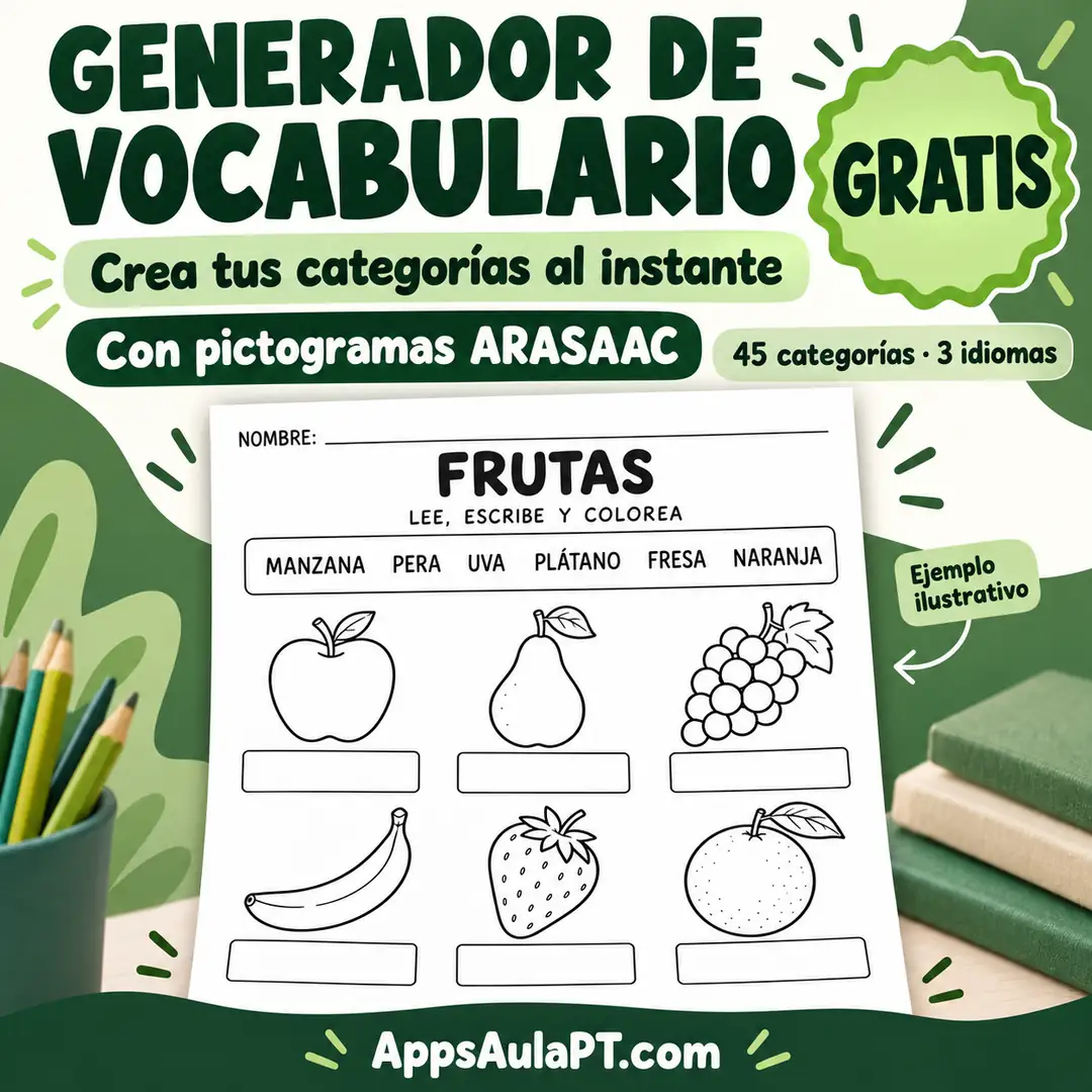 GENERADOR DE FICHAS DE VOCABULARIO CON PICTOGRAMAS